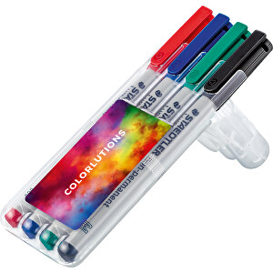 STAEDTLER Lumocolor Non-permanent M, Box Mit 4 Stiften , Staedtler, transparent, Kunststoff, 15,10cm x 1,80cm x 5,10cm (Länge x Höhe x Breite)