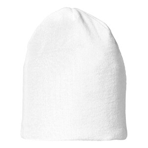 Level Mütze , weiß, 1x1 Rib Strick 100% Acryl, 26,00cm x 19,00cm (Höhe x Breite)