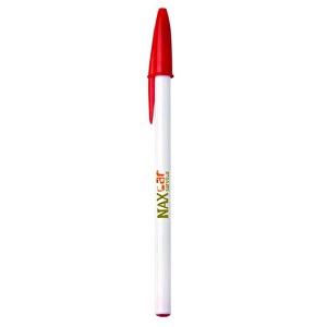 BIC® Style Kugelschreiber , BiC, weiss/rot, Kunststoff, 1,20cm x 14,90cm (Länge x Breite)