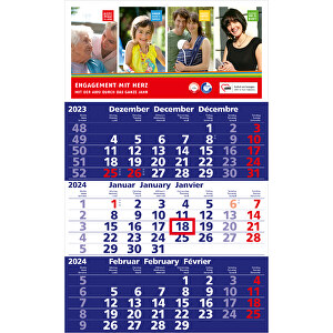 3-Monats-Kalender Solid 3 Bestseller, Dunkelblau , dunkelblau rot, Papier, 50,00cm x 49,00cm (Länge x Breite)