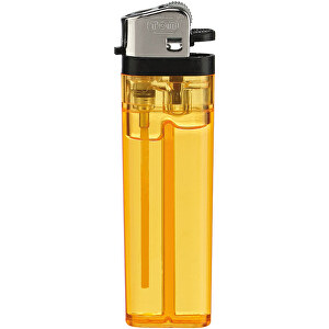TOM® NM-1 18 Reibradfeuerzeug , Tom, transparent orange, AS/ABS, 2,30cm x 8,00cm x 1,10cm (Länge x Höhe x Breite)