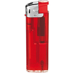 TOM® QM-506 12 Elektronik-Feuerzeug , Tom, transparent rot, AS/ABS, 2,50cm x 8,20cm x 1,10cm (Länge x Höhe x Breite)