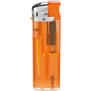 TOM® QM-506 18 Elektronik-Feuerzeug , Tom, transparent orange, AS/ABS, 2,50cm x 8,20cm x 1,10cm (Länge x Höhe x Breite)