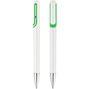 Drehkugelschreiber 'Theta' , weiß, grün, ABS, 13,90cm (Länge)