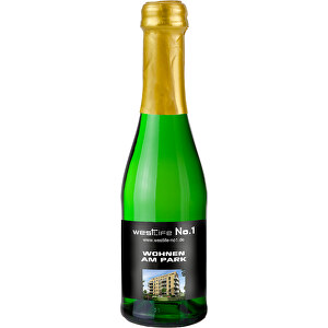 Sekt Cuvée Piccolo - Flasche Grün , gold, Glas, 5,50cm x 20,00cm x 5,50cm (Länge x Höhe x Breite)