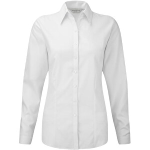 Herringbone Shirt Für Damen Langarm , Russell, weiß, 2XL, 