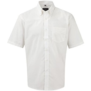 Kurzärmliges Oxford-Hemd , Russell, weiß, 70 % Baumwolle / 30 % Polyester, 2XL, 