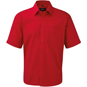 Kurzärmliges Popeline-Hemd , Russell, rot, 100 % Baumwolle, 2XL, 
