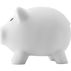 Sparschwein Porky , weiß, PVC, 9,50cm x 7,00cm x 8,50cm (Länge x Höhe x Breite)