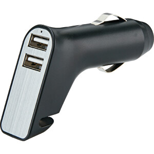 Dual USB Ladegerät , schwarz, ABS, Aluminium, 5,10cm x 6,80cm x 2,30cm (Länge x Höhe x Breite)