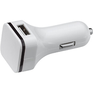 USB KFZ-Ladegerät 2,1A , weiß / schwarz, ABS, 6,90cm x 3,00cm x 3,00cm (Länge x Höhe x Breite)