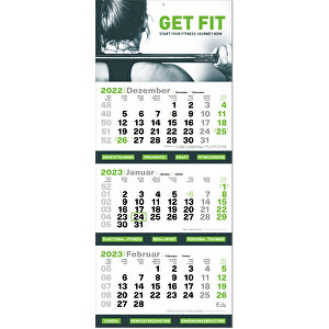 Faltbare Wand-Termin-Kalender, 3-Monats-Kalender 'Green3plus' , Papier, 81,60cm x 34,00cm (Höhe x Breite)