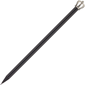 Bleistift Mit Metallkrone , schwarz, Krone silber, Holz, 19,00cm (Länge)