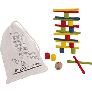 Geschicklichkeitsspiel STACKING , farbig, Holz / Baumwolle, 18,50cm x 13,00cm (Länge x Breite)