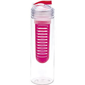 Trinkflasche Mit Fruchtbehälter RETUMBLER-JOLIETTA , Retumbler, transparent/rot, Kunststoff, Tritan, 24,00cm x 6,50cm x 6,50cm (Länge x Höhe x Breite)