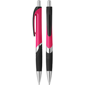 Druckkugelschreiber 'Lambda' , pink, schwarz, ABS, 14,10cm (Länge)