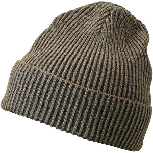 Ribbed Beanie , Myrtle Beach, dunkelolive / anthrazit, one size, 