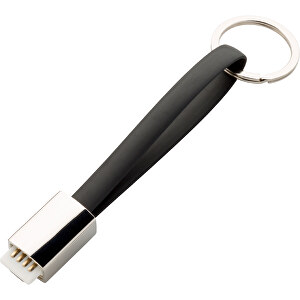 Schlüsselanhänger Micro-USB Kabel Lang , Promo Effects, schwarz, Kunststoff, 13,50cm (Länge)