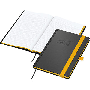 Notizbuch Color-Book Bestseller A5, Gelb , schwarz, gelb, Hochweisses Schreibpapier 90 g/m², 21,00cm x 14,80cm (Länge x Breite)