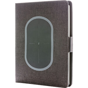 Air Notizbuchcover Mit Kabelloser Aufladefunktion, Schwarz , XD Design, schwarz, Polyester, 22,90cm x 2,40cm (Länge x Höhe)