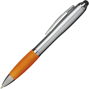 Nash Stylus Kugelschreiber Silbern Mit Farbigem Griff , silber / orange, ABS Kunststoff, 13,70cm (Länge)