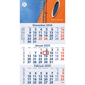 3-Monats DIN A3 Kalender 'Trinus B' , Kopflasche: 350 g/m² Chromokarton, Kalenderblätter: 70 g/m² holzfrei weiß, chlorfrei gebleicht, 42,00cm x 29,60cm (Höhe x Breite)