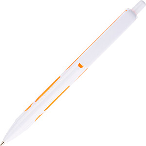 Kugelschreiber Favour Weiss , Promo Effects, weiss / orange, Kunststoff, 14,20cm (Länge)