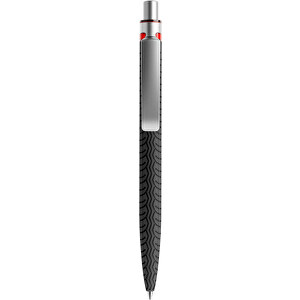Prodir QS03 Soft Touch PRS Push Kugelschreiber , Prodir, schwarz/silber satiniert/rot, Kunststoff/Metall, 14,10cm x 1,60cm (Länge x Breite)