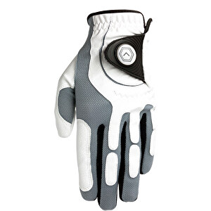 One Size Golfhandschuh , weiß/grau/schwarz, synthetisch Leder / Kunststoff / Metall, 26,50cm x 11,40cm (Länge x Breite)