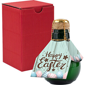 Kleinste Sektflasche Der Welt! Happy Easter - Inklusive Geschenkkarton In Rot , rot, Glas, 7,50cm x 12,00cm x 7,50cm (Länge x Höhe x Breite)