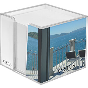 Zettelbox 'Sigma', Doppelwandig , glasklar, PS+PAP, 1,05cm x 0,90cm x 1,05cm (Länge x Höhe x Breite)