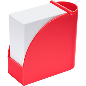 Designer-Zettelbox Mit Integriertem Köcher , rot, rot, PS+PAP, 1,07cm x 1,04cm x 0,54cm (Länge x Höhe x Breite)