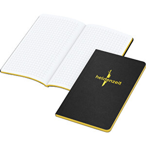 Notizbuch Tablet-Book Slim Pocket Bestseller, Gelb , schwarz, gelb, Hochweisses Schreibpapier 80 g/m², 15,20cm x 9,40cm (Länge x Breite)
