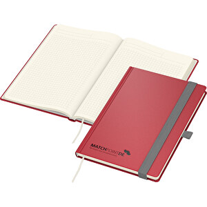 Notizbuch Vision-Book Creme Bestseller A5, Rot Inkl. Prägung Schwarz-glänzend , rot, schwarz, Cremefarbenes Schreibpapier 90 g/m², 21,00cm x 14,80cm (Länge x Breite)