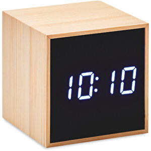 Mara Clock , holzfarben, Bambus, 6,00cm x 6,00cm x 6,00cm (Länge x Höhe x Breite)