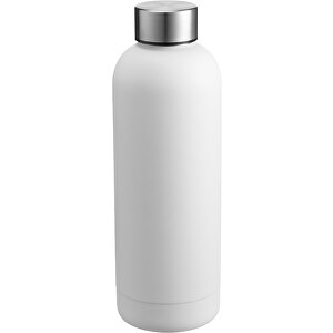 Weiße Edelstahl-Thermosflasche 0,55 L Mit Doppelwandiger Vakuum-Isolierung Pulverbeschichtet , weiß, Edelstahl, ABS, Silikon, 26,50cm (Höhe)