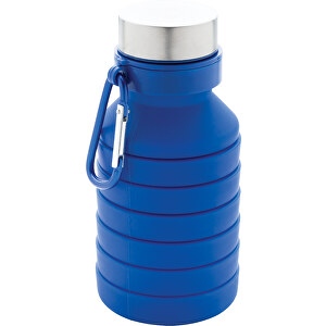 Auslaufgeschützte Faltbare Silikonflasche, Blau , blau, Silikon, 24,30cm (Höhe)