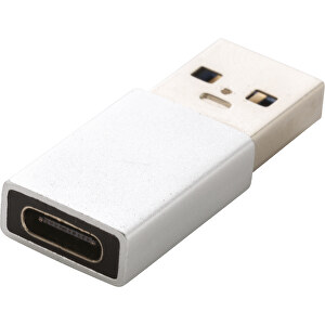 USB-A Zu Type-C Adapter-Set , silber, Aluminium, ABS, 3,30cm x 0,60cm x 1,40cm (Länge x Höhe x Breite)