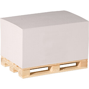 Zettelblock Aus Recycelten Papier Auf Einer Holzpalette 12x8x6cm , weiß, Papier & Holz, 12,00cm x 8,00cm x 8,00cm (Länge x Höhe x Breite)