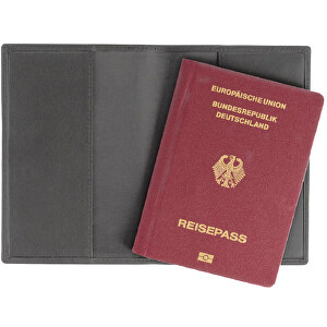 Reisepasshülle Mit RFID Schutz , schwarz, Rindnappaleder, 14,50cm x 10,00cm (Länge x Breite)