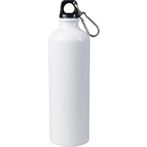 Aluminium Wasserflasche Mit Karabiner Sublimation 750ml , weiss, PP & Aluminium, 25,00cm (Höhe)