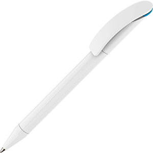 Prodir DS3 TPP Twist Kugelschreiber , Prodir, weiß-cyanblau, Kunststoff, 13,80cm x 1,50cm (Länge x Breite)