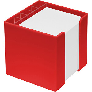 Zettelbox 'Alpha' Mit Köcher , rot, PS+PAP, 10,00cm x 10,00cm x 10,00cm (Länge x Höhe x Breite)