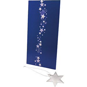 Weihnachtskarte Himmelslicht , blau, Papier, Edelstahl, 10,50cm x 21,00cm (Länge x Breite)