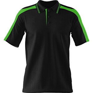 Poloshirt Individuell Gestaltbar , schwarz / grasgrün, 200gsm Poly / Cotton Pique, XS, 60,00cm x 40,00cm (Höhe x Breite)
