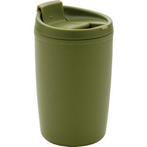 GRS Recycelter PP-Becher Mit Flip-Deckel, Grün , grün, Polypropylen - recycelt, 8,50cm x 13,90cm (Länge x Höhe)