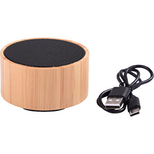 Wireless-Lautsprecher BAMBOO SOUND , braun / schwarz, Kunststoff / Metall / Bambus, 4,20cm (Höhe)