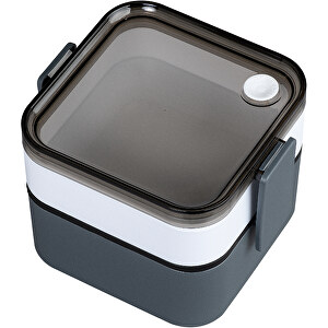 DUO Doppel- Lunchbox Mit Auslaufsicherem Deckel , grau, PP, PC, Silikon, 31,30cm (Höhe)