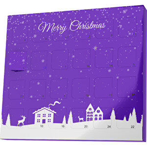 XS Adventskalender Weihnachtsdorf , Brandt, violet / weiß, Vollkartonhülle, weiß, 1,60cm x 12,00cm x 14,00cm (Länge x Höhe x Breite)