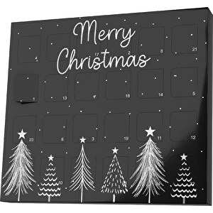 XS Adventskalender Merry Christmas Tanne , Brandt, schwarz / weiss, Vollkartonhülle, weiss, 1,60cm x 12,00cm x 14,00cm (Länge x Höhe x Breite)
